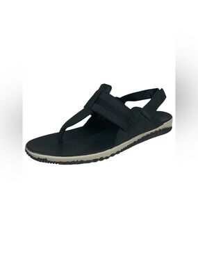 Sorel Out N About Black Leather Slingback Sandals Womens 7 38 NL3259-010 Shoes